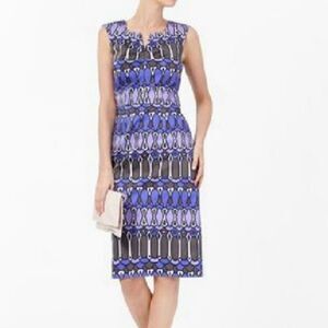 Boden Womens Dress Size 4 Shift Sleeveless Blue Gray V-Neck Geometric